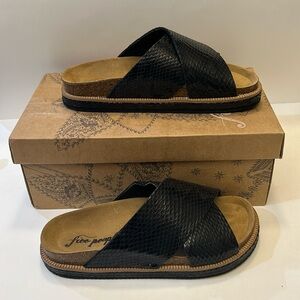 Free People Sidelines Black Snake Slide size 5 or 36